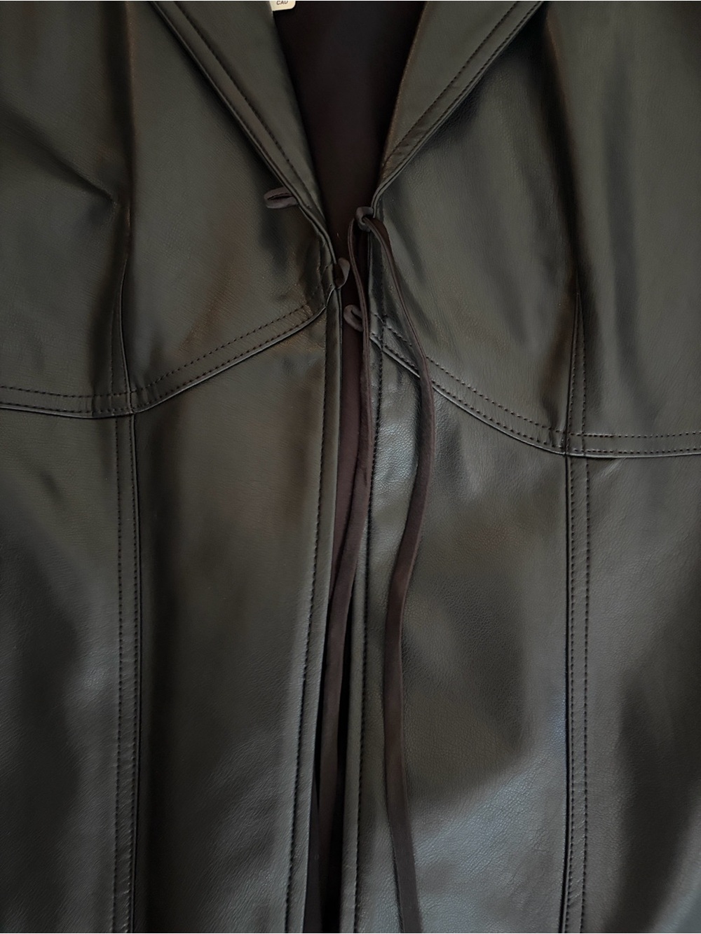 Pilcro Black Faux Leather Lace Up Jacket with Front Tie